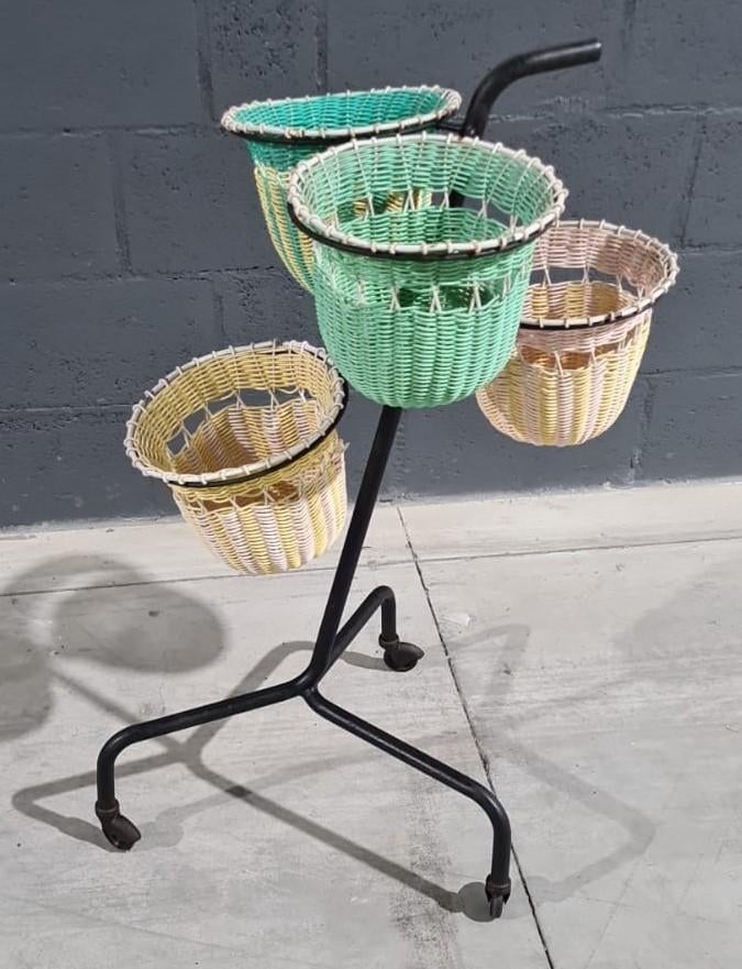 Fifties plantenstandaard, planter, rolwagentje., Enlèvement