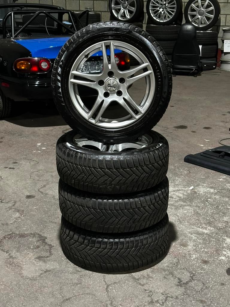 Set lichtmetalen velgen 16 inch 5X112 met winterbanden, Autos : Pièces & Accessoires, Pneus & Jantes, Pneus et Jantes, Pneus hiver
