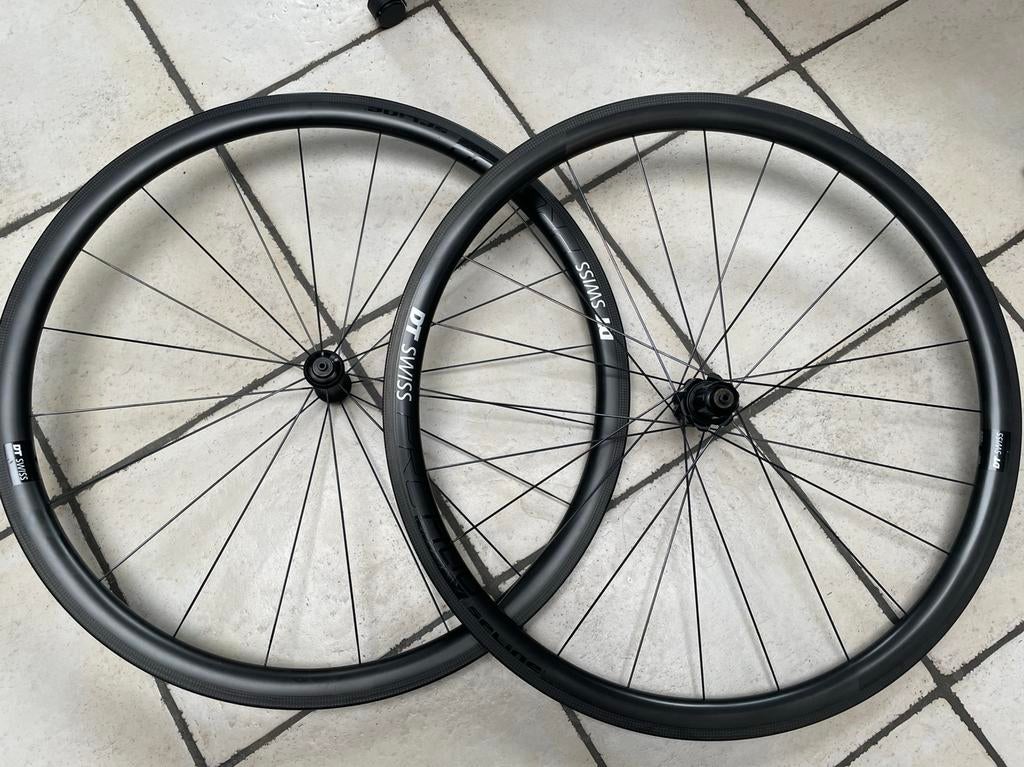 Carbon wielset Dt Swiss PRC 1400 spline incl remblokken, DT Swiss, Vélo de course, Comme neuf, Enlèvement