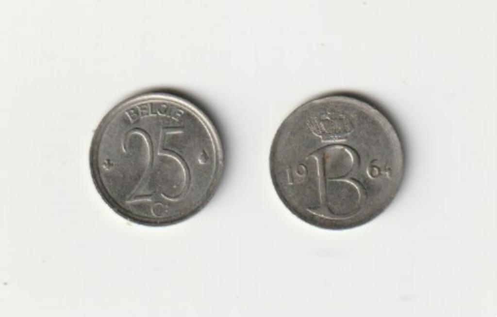 BELGIE BELGIUM BAUDOUIN 25 C 1964 NL, Timbres & Monnaies, Monnaies | Belgique, Enlèvement ou Envoi, Métal, Monnaie en vrac