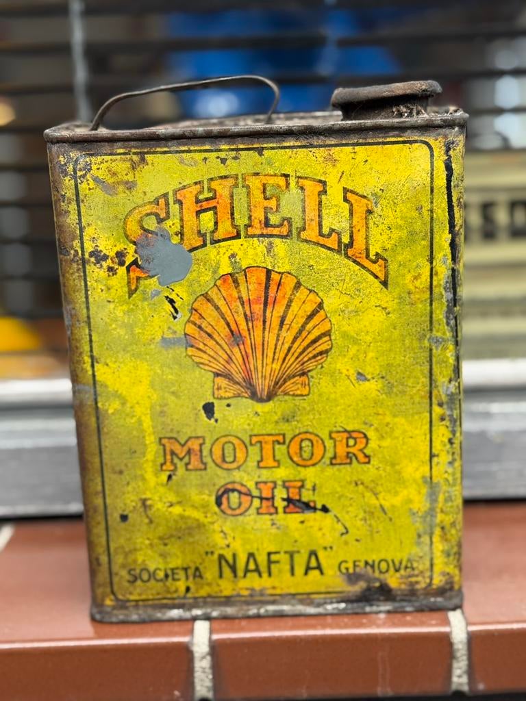 Huile moteur SHELL, vieux bidon d'huile, Collections, Marques & Objets publicitaires, Enlèvement ou Envoi, Utilisé, Emballage