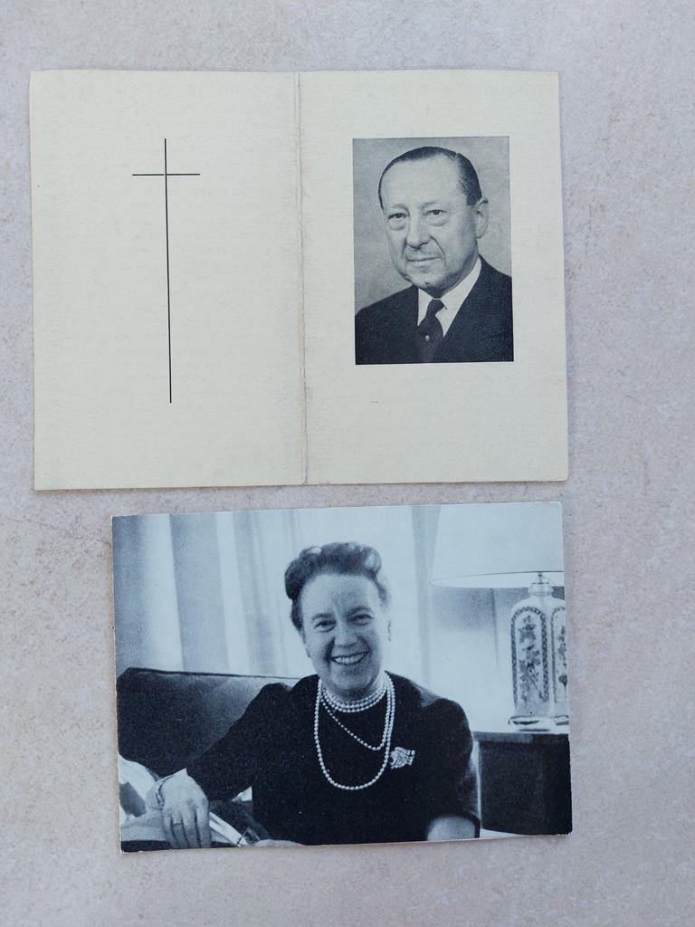 Bidprentjes Baron Leon Bekaert en echtgenote Elisabeth Velge, Collections, Images pieuses & Faire-part, Enlèvement ou Envoi