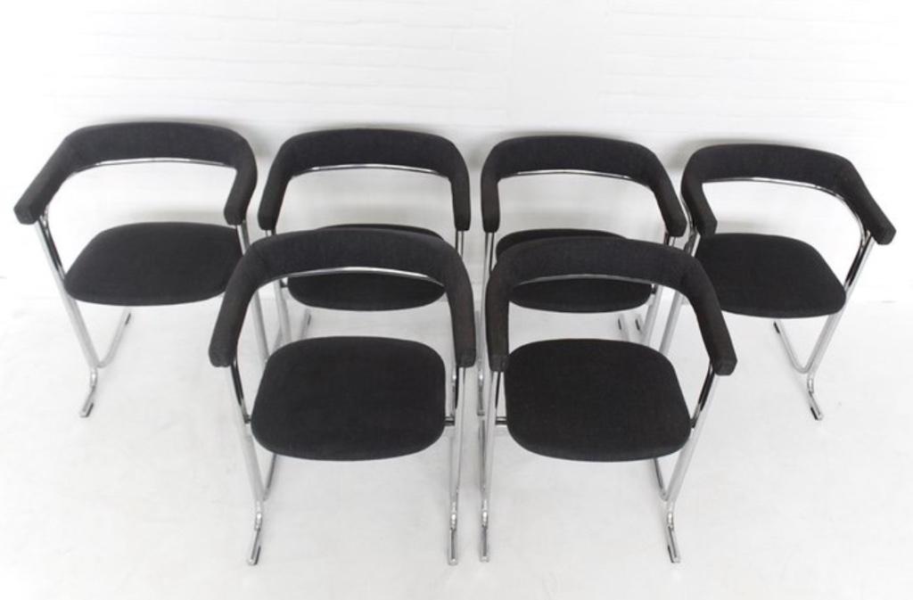 Chaises Vintage 70, Tissus, Mid century, Gris, Enlèvement