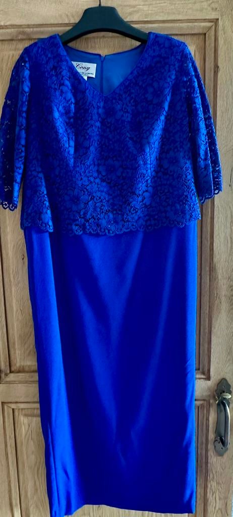 Feest-suite kleed lang koningsblauw, Overige typen, Blauw, Maat 46/48 (XL) of groter, Zo goed als nieuw