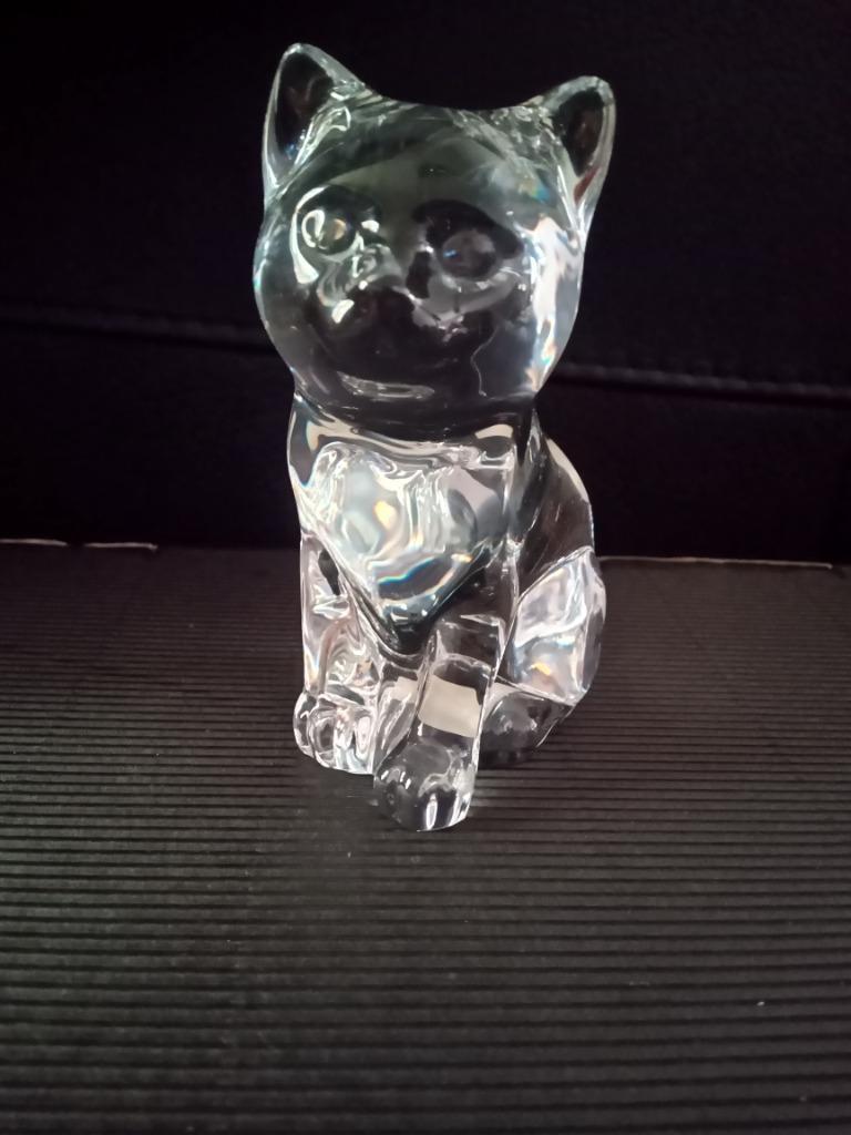 Figurine chat en verre cristal, Ophalen, Zo goed als nieuw