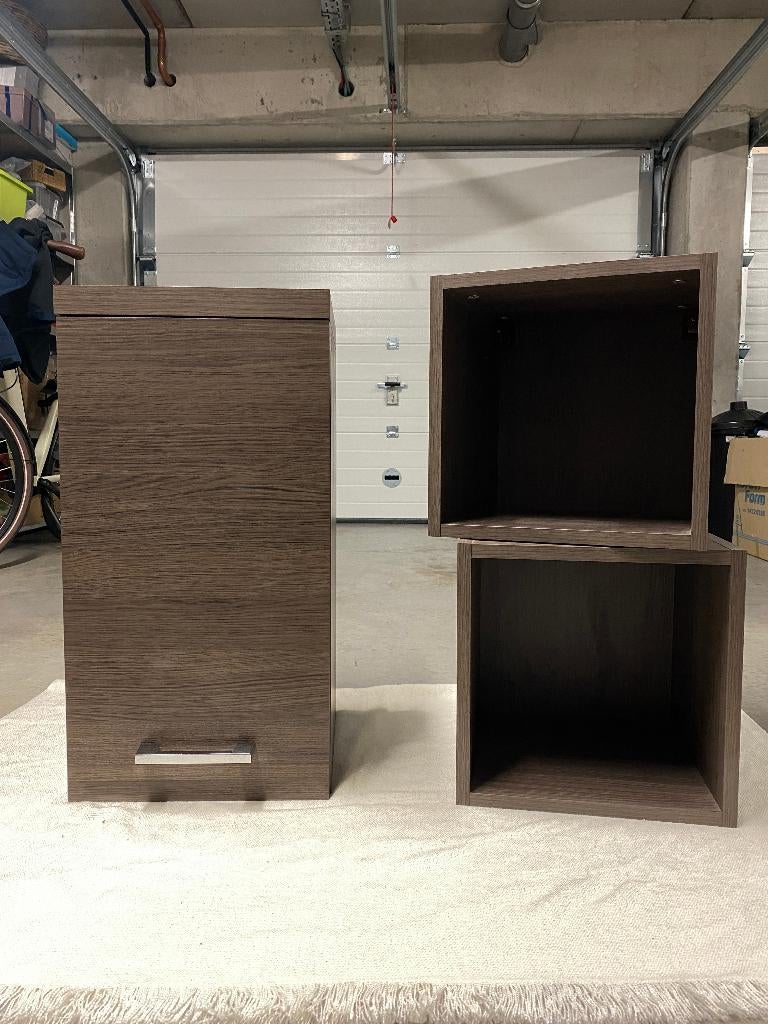 Armoires suspendues modernes, lot de 3 (aspect bois foncé), Enlèvement, Comme neuf