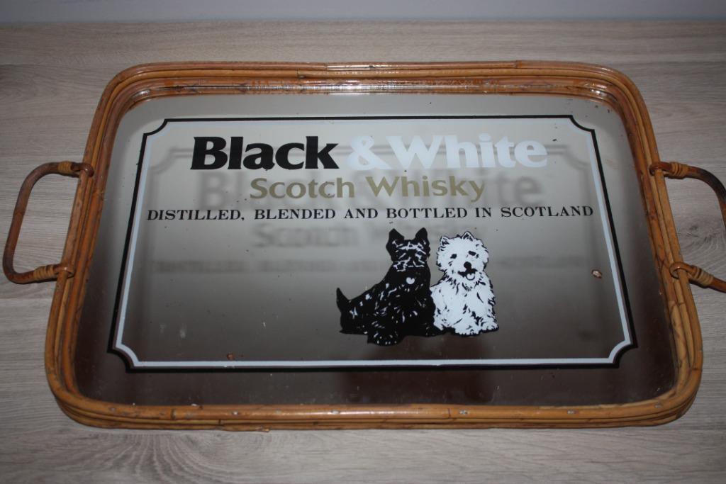 Oud Dienblad/ spiegel , Black & White Scotch Whisky, Ophalen of Verzenden, Gebruikt, Gebruiksvoorwerp
