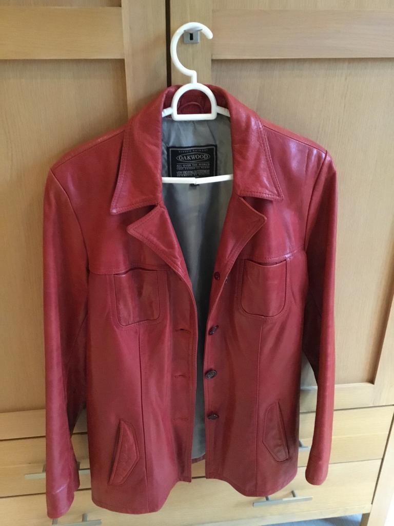 Veste en cuir rouge Oakwood pour femme, taille L, Enlèvement, Oakwood, Porté, Manteau