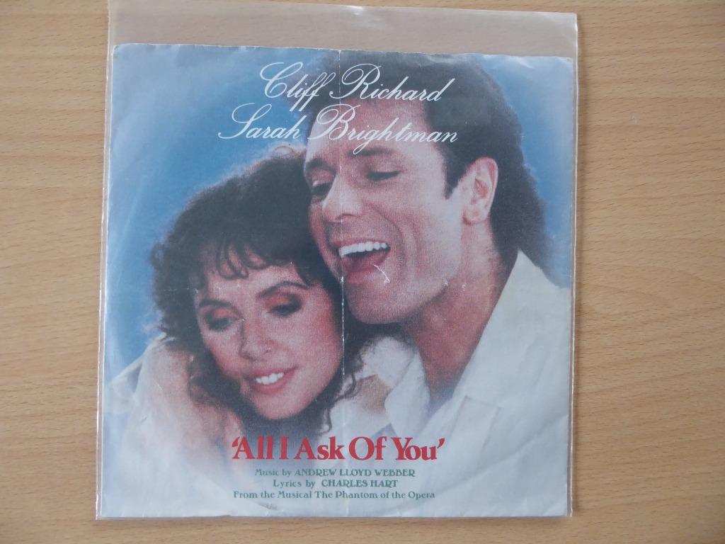 CLIFF RICHARD & SARAH BRIGHTMAN : ALL I ASK OF YOU (SINGLE), Cd's en Dvd's, Vinyl Singles, 7 inch, Single, Ophalen of Verzenden