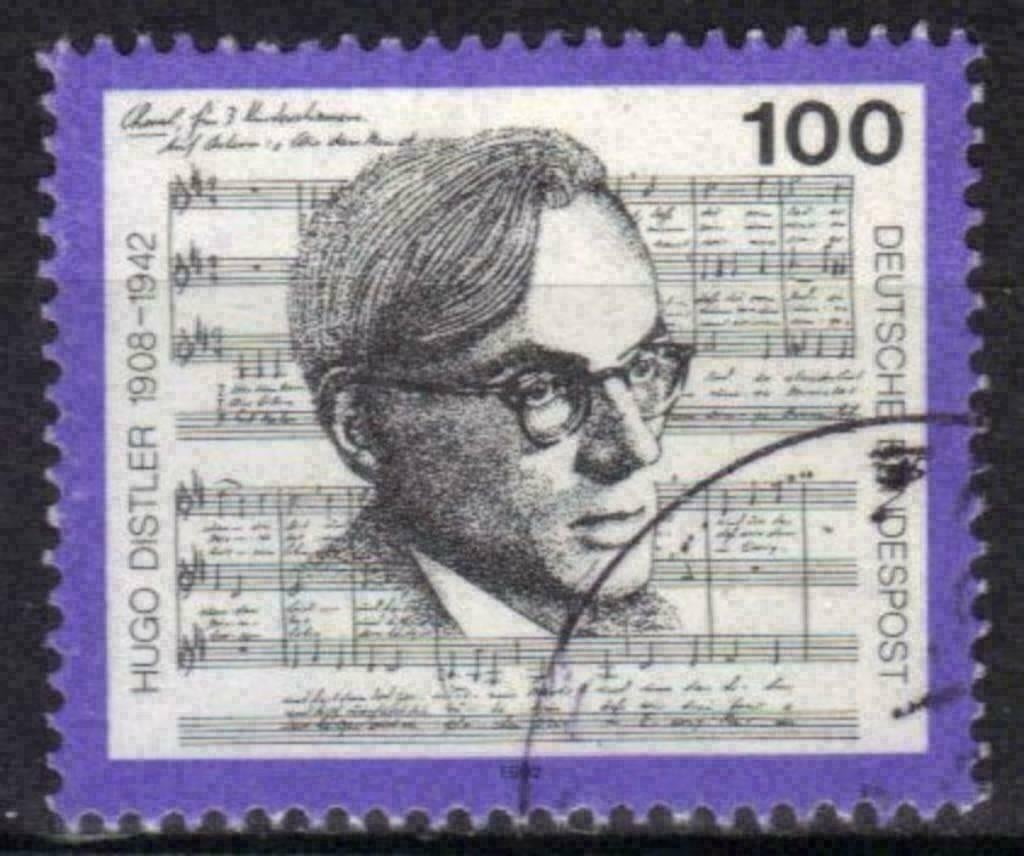 Duitsland Bundespost 1992 - Yvert 1469 - Hugo Distler (ST), Verzenden, Gestempeld