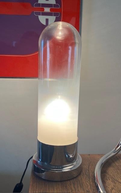 Lampe design vintage verre murano socle chrome, Enlèvement