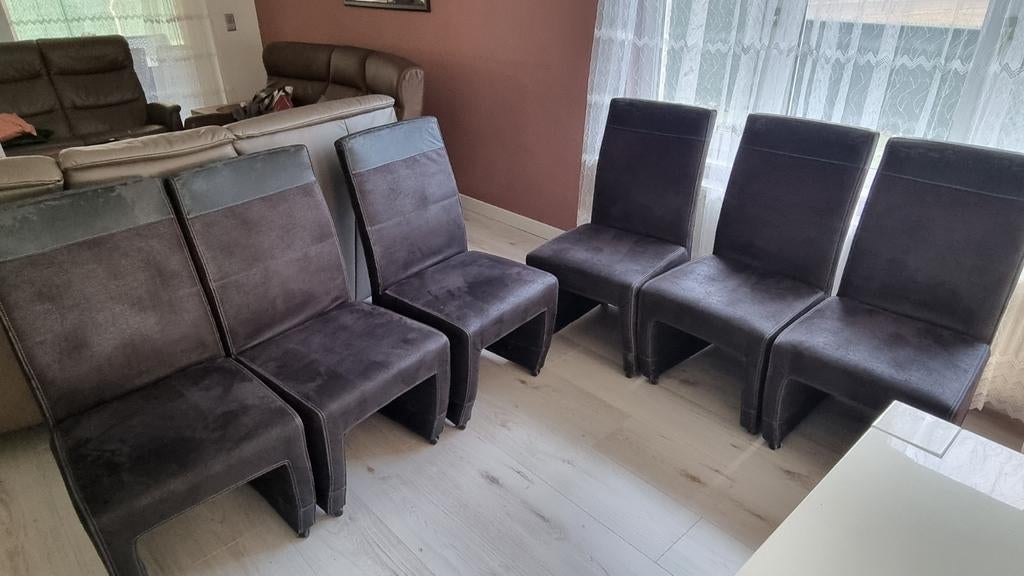 Canapé en cuir 3 places + 2 sièges et  6 chaises, Enlèvement, Cuir