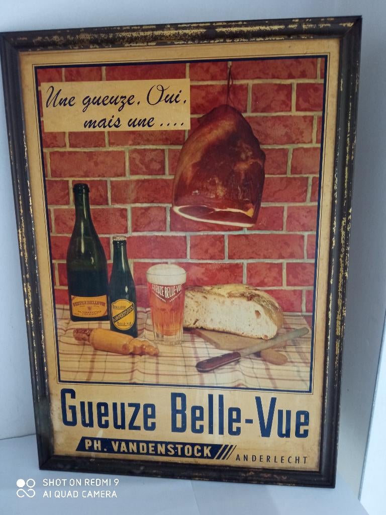 GUEUZE BELLE-VUE reclame, Ophalen of Verzenden, Gebruikt, Reclamebord, Plaat of Schild, Overige merken