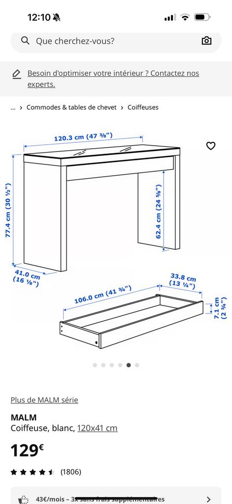 coiffeuse ikea, Enlèvement, Comme neuf