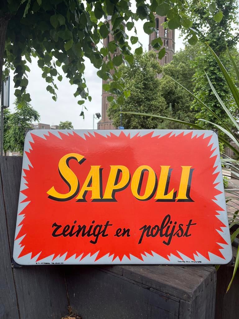 Emaille Reclame Bord Sapoli, Verzamelen, Ophalen
