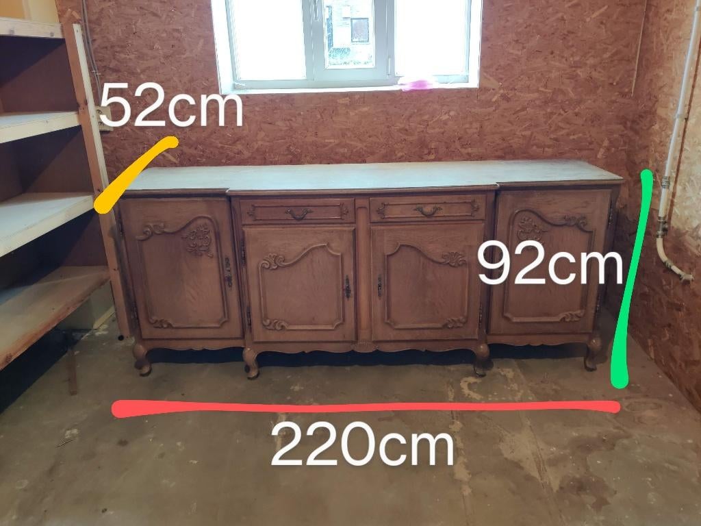 Authentieke half-hoge houten kast, Ophalen, Gebruikt, 200 cm of meer, Met deur(en)