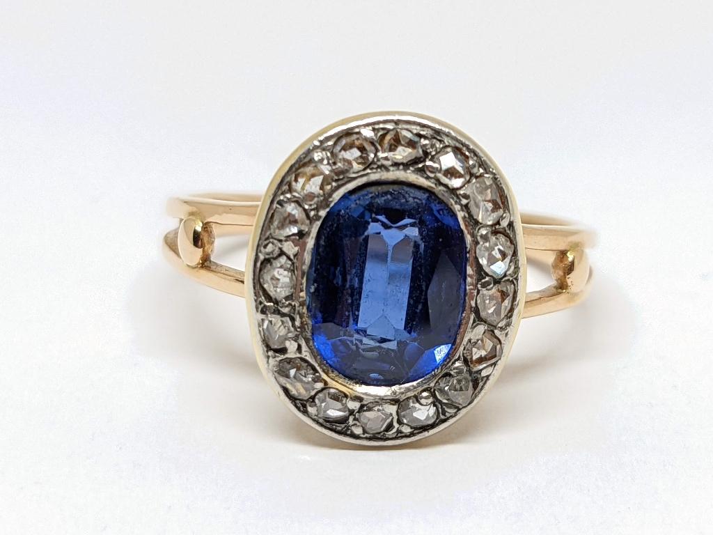 Diamant Saffier Ring 1.80ct., Bijoux, Sacs & Beauté, Bagues, Neuf, Or, 17 à 18, Jaune