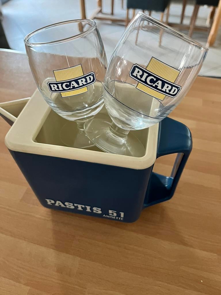Pichet à pastis vintage avec 2 verres, Envoi, Utilisé