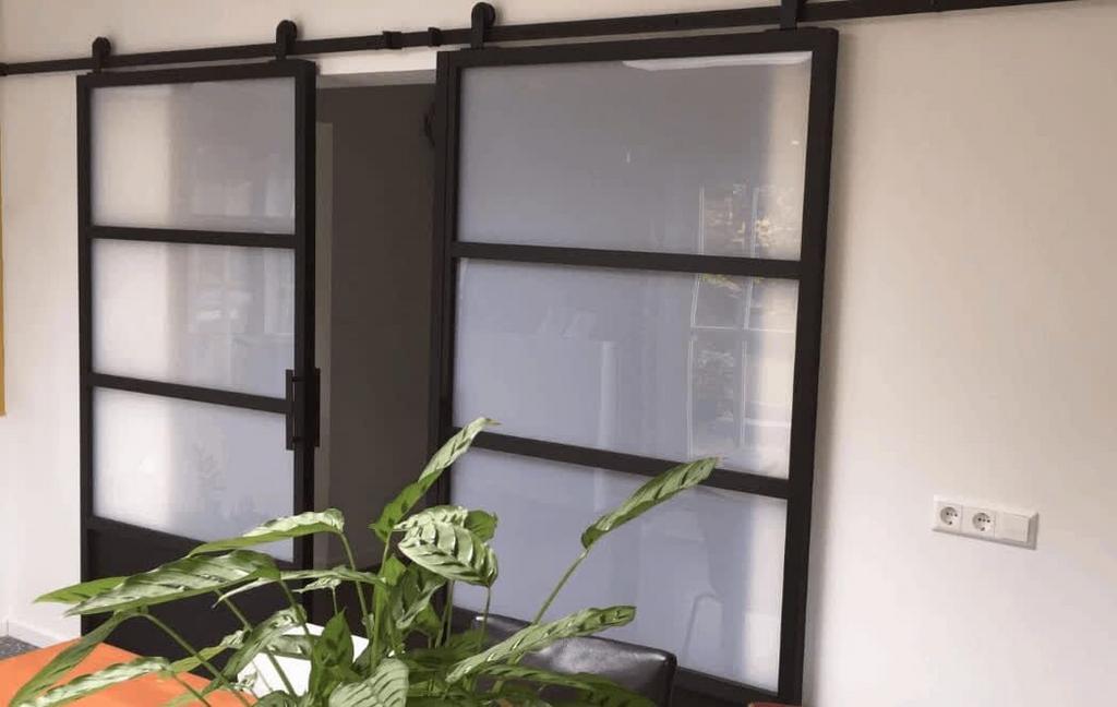 matglas industriele deur barndeur schuifdeur staal hout stal, Doe-het-zelf en Bouw, Deuren en Vliegenramen, Nieuw, Binnendeur