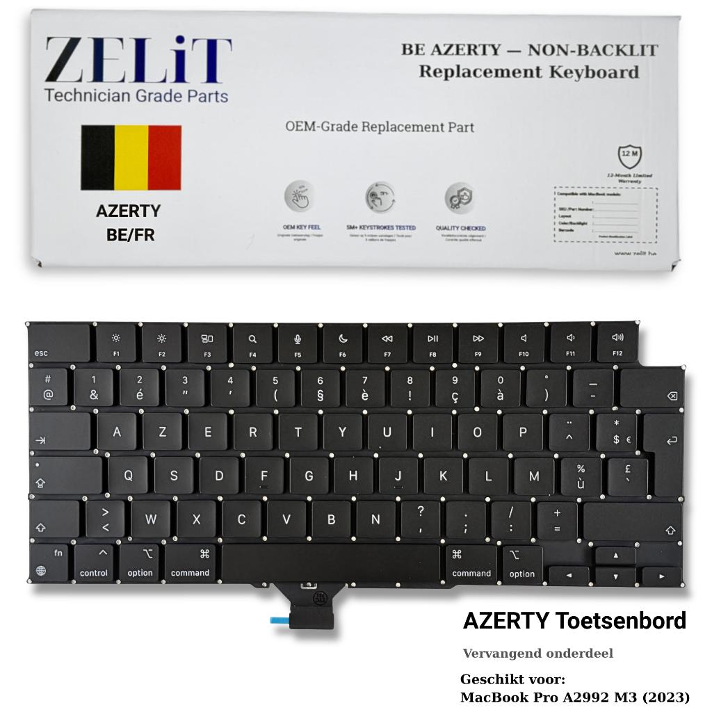 ZELiT MacBook Pro A2992 M3 2023 Toetsenbord AZERTY + Montage, Ophalen of Verzenden, Azerty, Nieuw, ZELIT