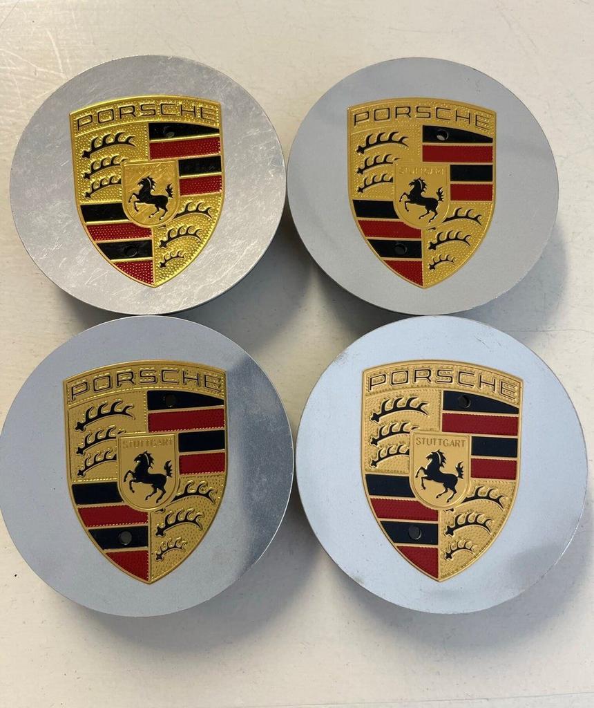 Originele Porsche naafdoppen zilver chrome met kleur logo, Auto-onderdelen, Ophalen of Verzenden, -, -, -