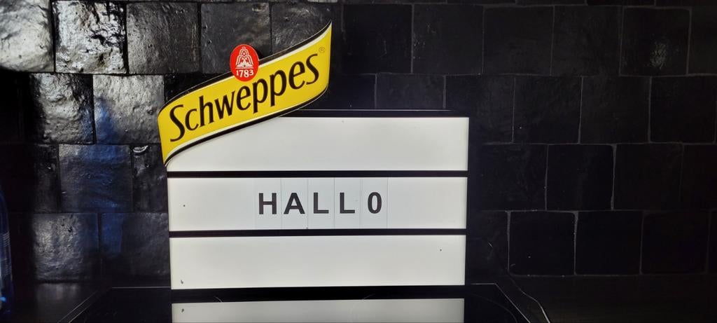 Shweppes lichtbak met letters, Verzamelen, Merken en Reclamevoorwerpen, Ophalen