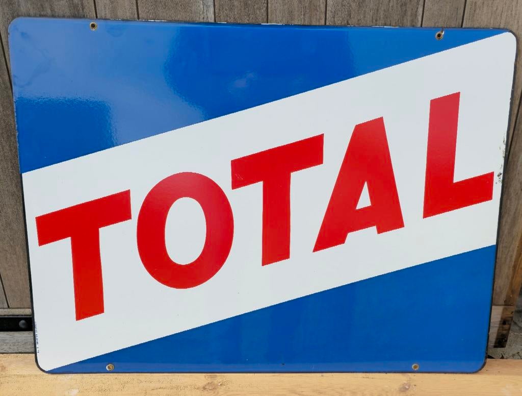Dubbelzijdig emaille bord Total, Collections, Marques & Objets publicitaires, Enlèvement