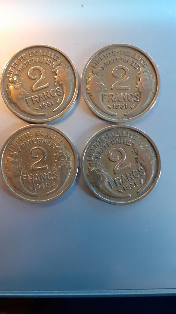 lot de 4 pieces francaise  2francs (3 de 1931 et 1 de1940 ), Postzegels en Munten, Munten | Europa | Niet-Euromunten, Frankrijk