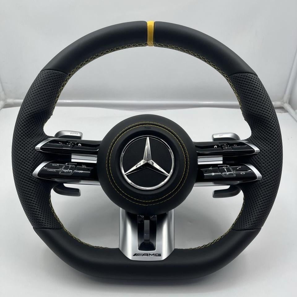 Volant Mercedes Dragonfly complet en cuir jaune amélioré AMG, Enlèvement ou Envoi, Neuf, Mercedes-Benz