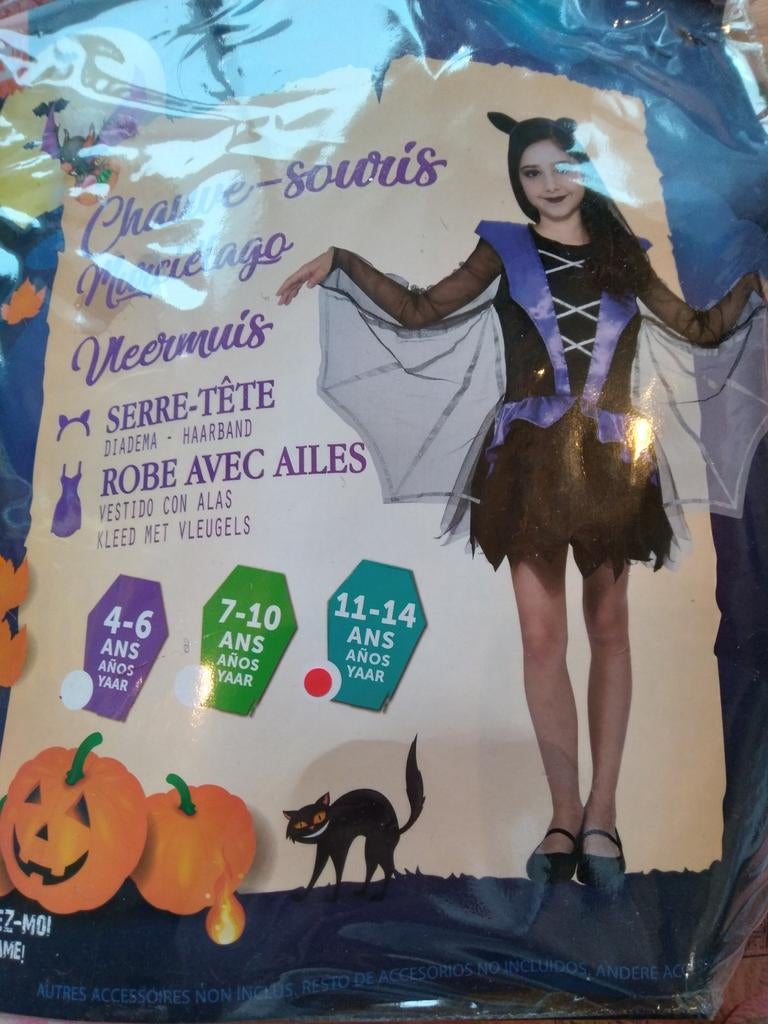 Costume chauve-souris pour fille, Enlèvement, Comme neuf, Fille
