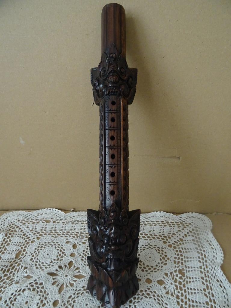 Indonesische ringfluit bandfluit Bali houtsnijwerk 34cm 1960, Ophalen of Verzenden