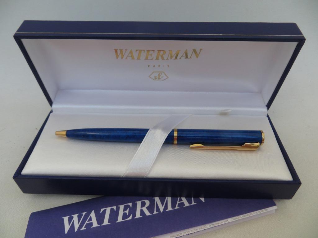 Balpen Waterman blauw gemarmerd blauwe inkt, Balpen, Nieuw, Ophalen of Verzenden, Met reclame