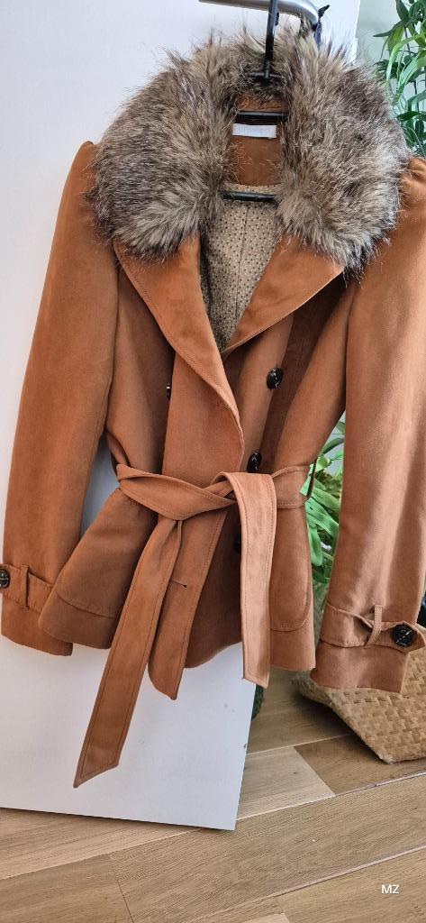 Suède jas met afneembare bontkraag, Kleding | Dames, Bruin, Nieuw, Promod, Jasje