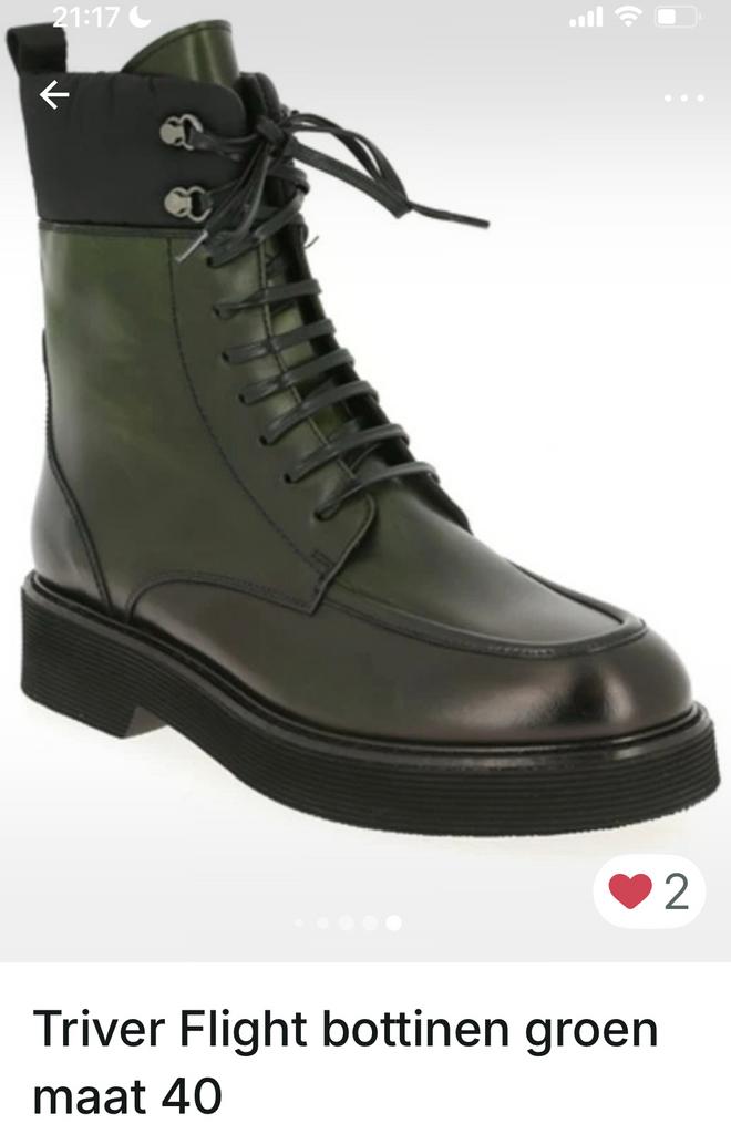 Triver fight  bottines lederen bottines laarzen donker groen, Ophalen, Zo goed als nieuw