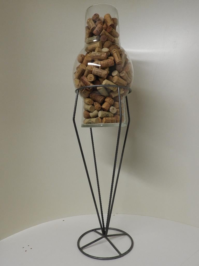 Staander met glazen Vaas, Ophalen, Zo goed als nieuw, Glas, 75 cm of meer