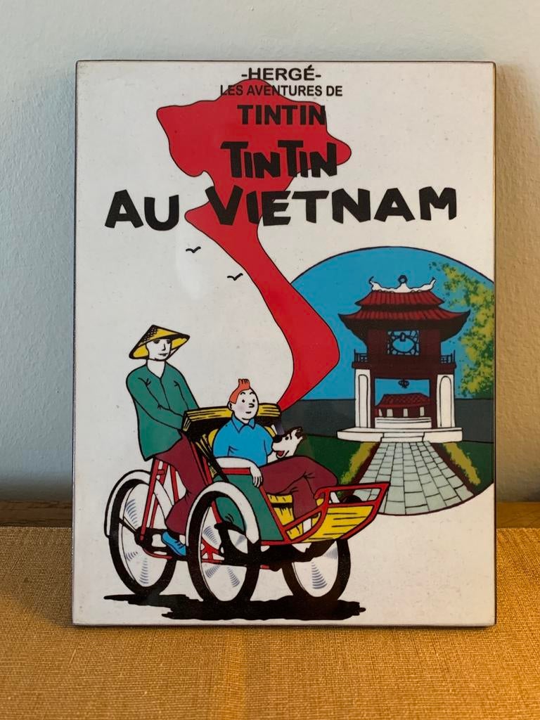 Petit tableau sur bois acheté au Vietnam, Collections, Enlèvement ou Envoi, Tintin, Comme neuf, Image, Affiche ou Autocollant
