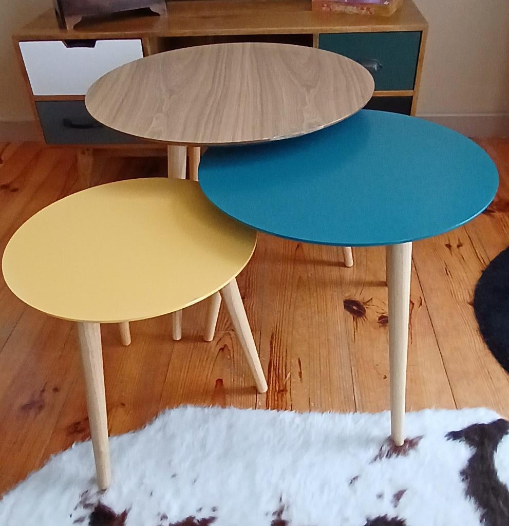 Table de salon gigognes, Maison & Meubles, Enlèvement, Utilisé, Rond, Scandinave