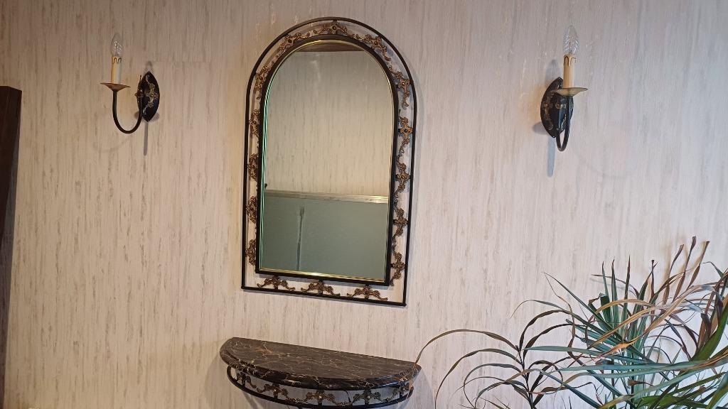 ensemble: miroir avec tablette en marbre et éclairage mural, Enlèvement