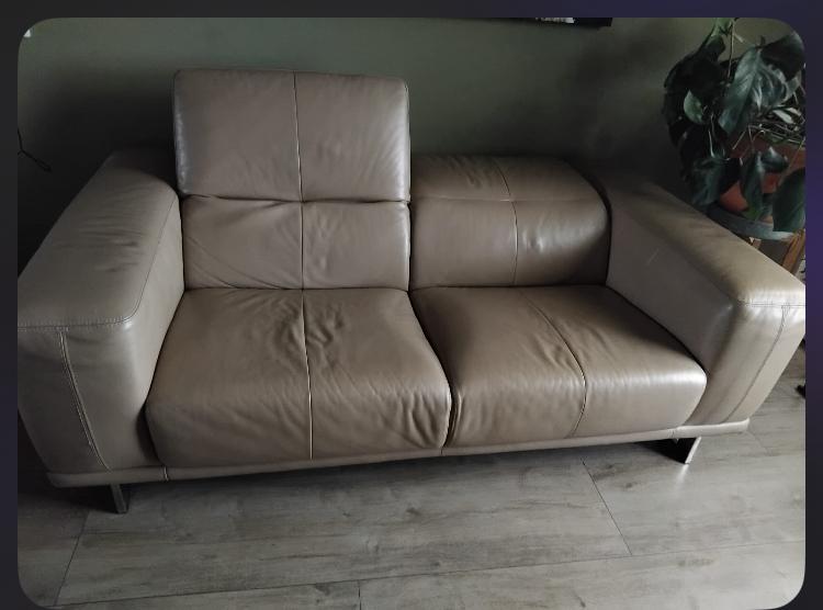 buffel leder 2 zit zetel beige  licht camel, Huis en Inrichting, Ophalen, Zo goed als nieuw