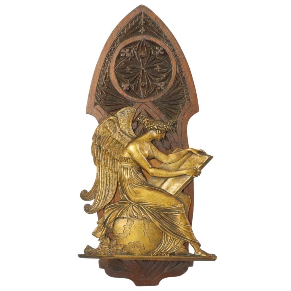 Antieke Griekse Godin Plaque Bas Reliëf Neogotiek Revival 29, Antiquités & Art, Enlèvement ou Envoi, Bronze