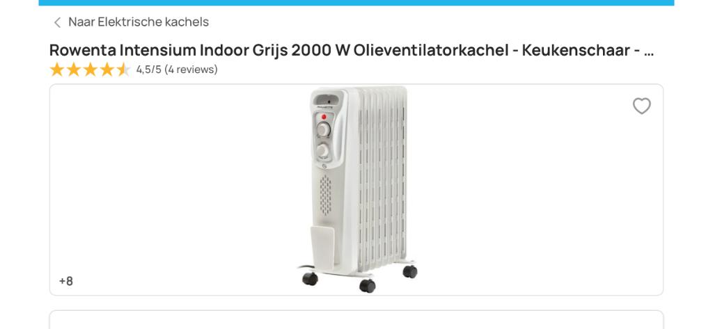 Rowenta intensium 2000w verwarming radiator, Ophalen of Verzenden, Zo goed als nieuw, 800 watt of meer, Radiator