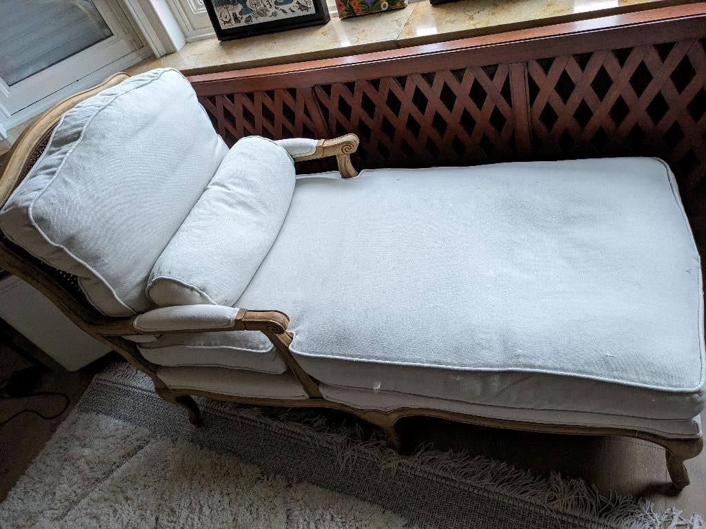 Très belle méridienne avec cannage, Maison & Meubles, Canapés | Sofas & Chaises Longues, Utilisé, Une personne, Moins de 150 cm