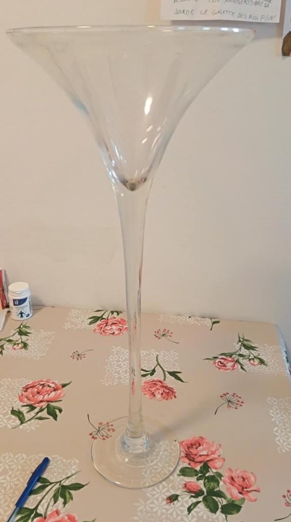 grand vase martini en verre transparent., Antiquités & Art, Enlèvement