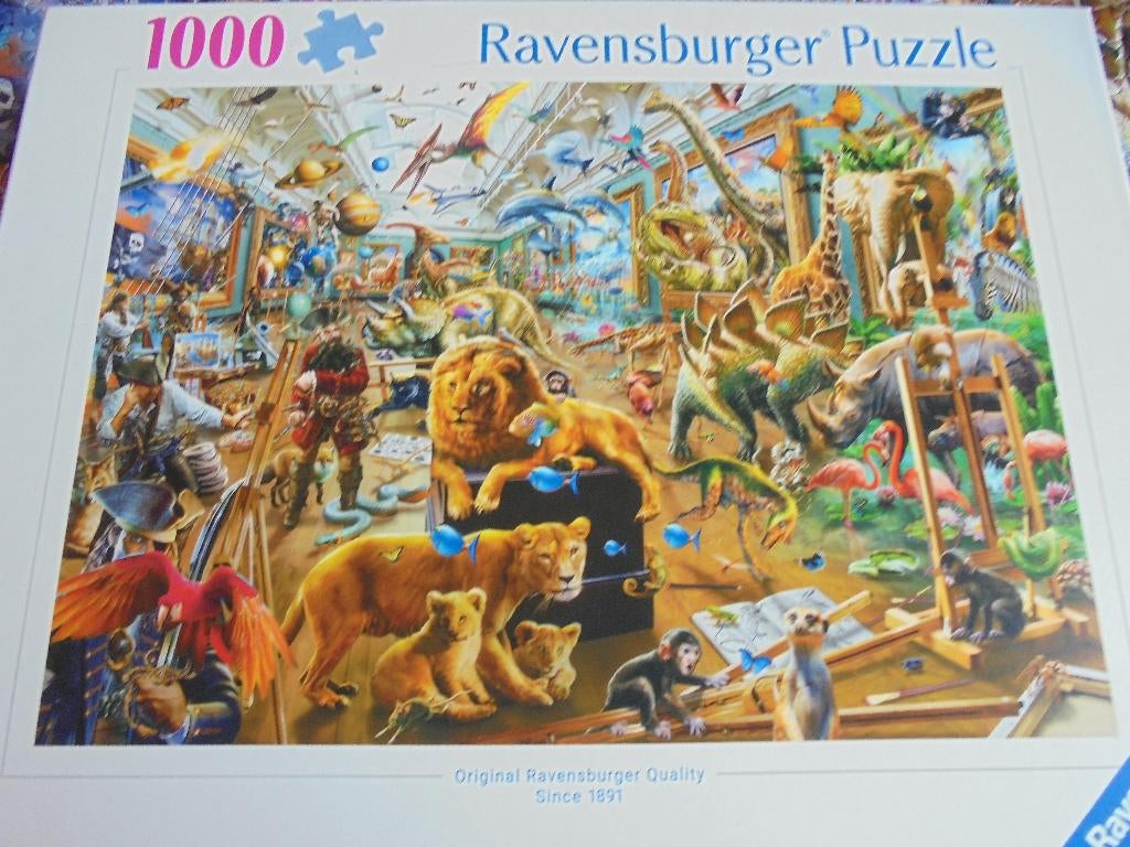 Puzzle Ravensburger 1000 pièces « Le chaos dans la galerie », Enlèvement ou Envoi, 500 à 1500 pièces, Comme neuf, Puzzle