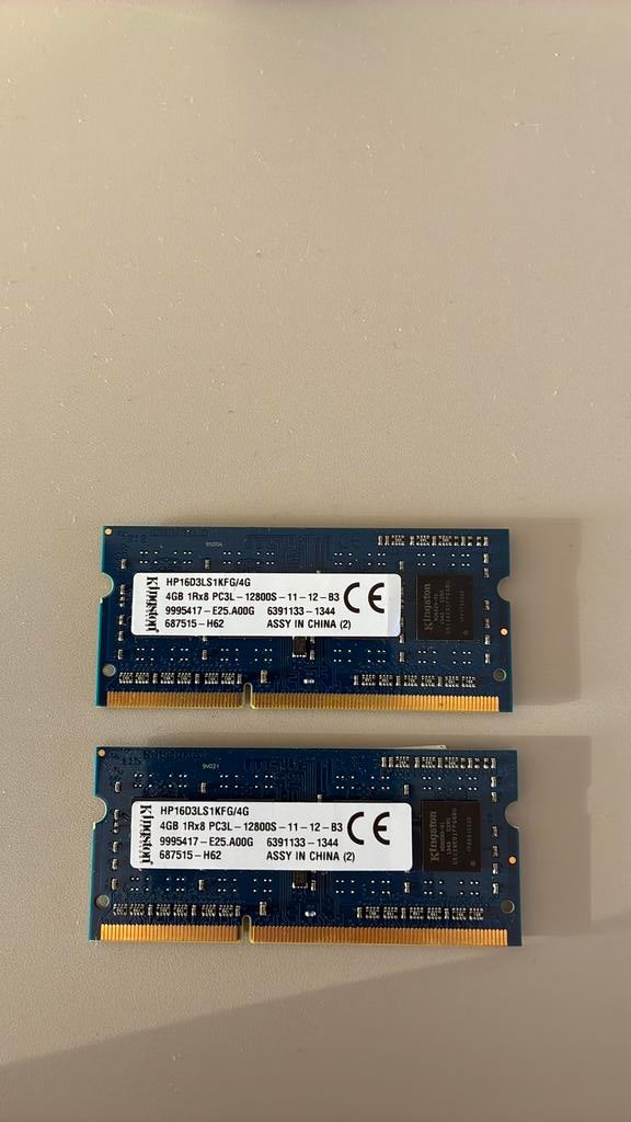2x4gb DDR3L, Computers en Software, RAM geheugen, Ophalen of Verzenden, Zo goed als nieuw, Laptop