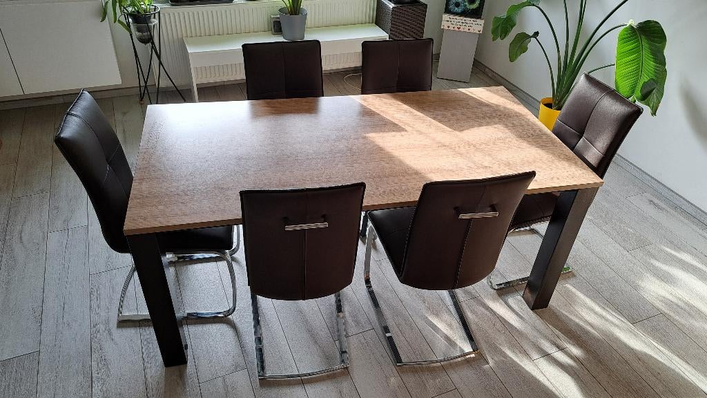 6 Chaises de salle à manger, Maison & Meubles, Chaises, Cuir, Brun, Enlèvement