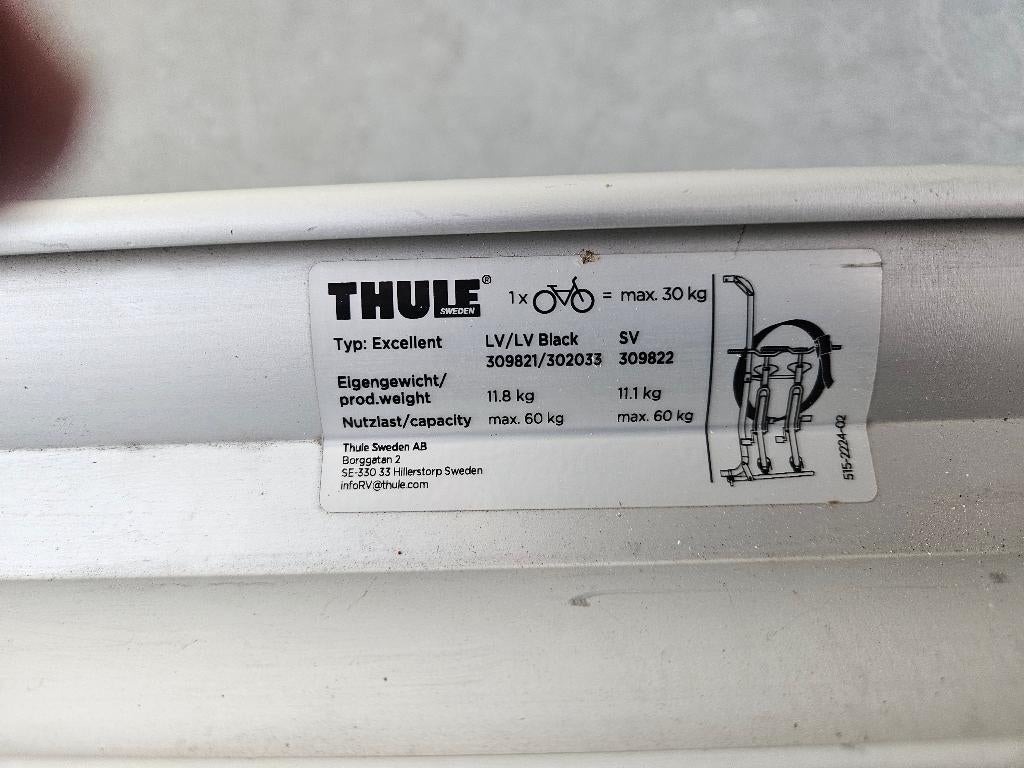 Fietsenrek Thule voor mobilhome, Auto diversen, Fietsendragers, Ophalen, 2 fietsen, Gebruikt, Elektrische fiets