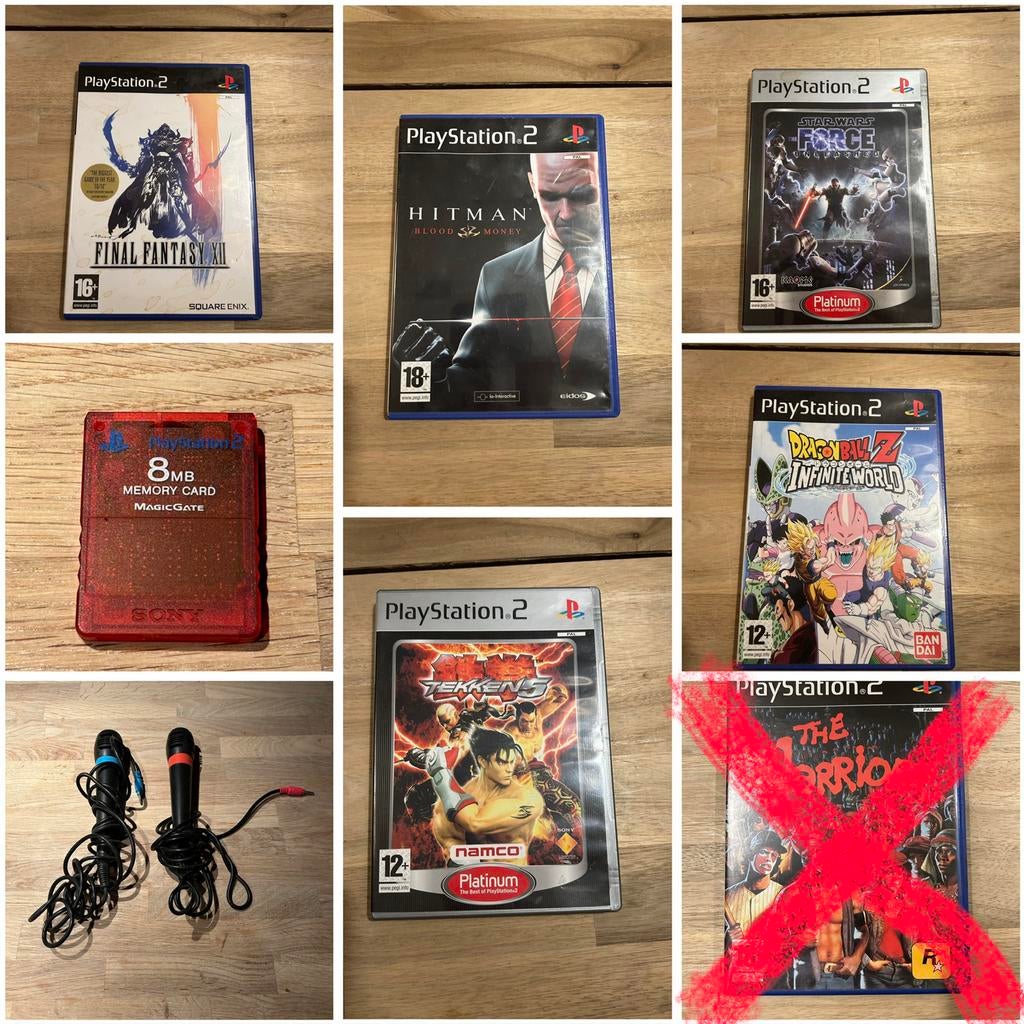 PS2 Bundel: 10 Games + Memory Card + Microfoons, Games en Spelcomputers, Games | Sony PlayStation 2, Ophalen, Gebruikt, Overige genres