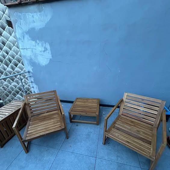 Tuinmeubilair - Loungestoelen, tafel, opbergbox IKEA NÄMMARÖ, Gebruikt, Bijzettafel, Tuinset, Hout