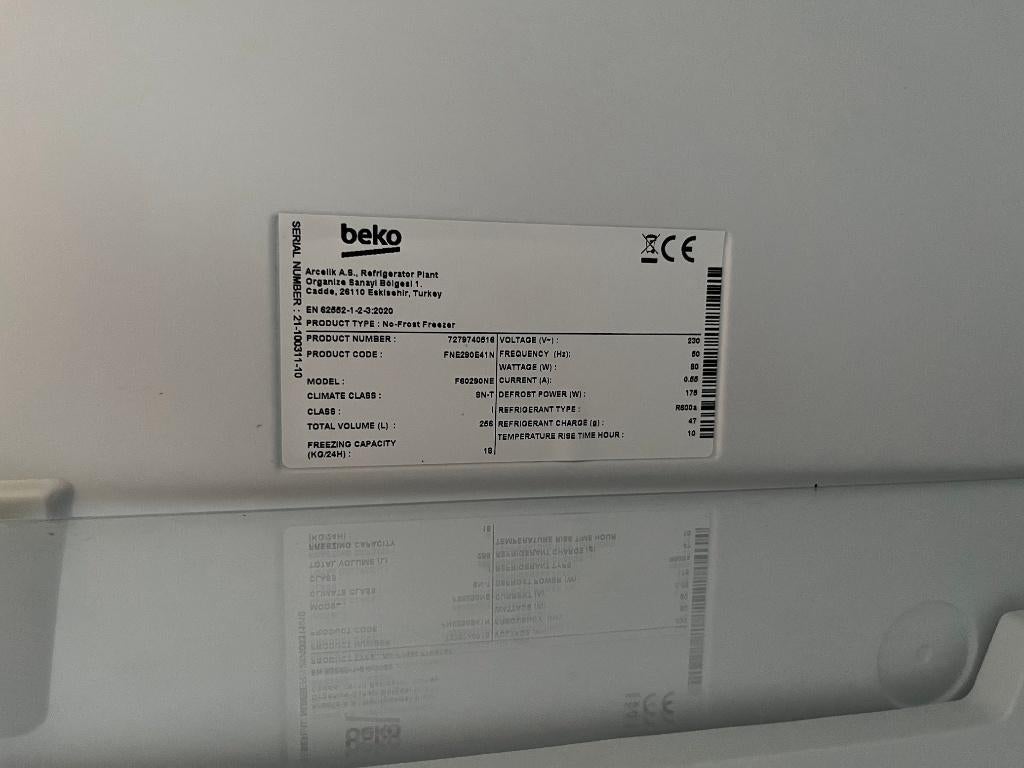 diepvries beko, Electroménager, Congélateurs, Utilisé, Autoportant, Congélateur, Congélateur, 160 cm ou plus, 60 à 90 cm, Enlèvement